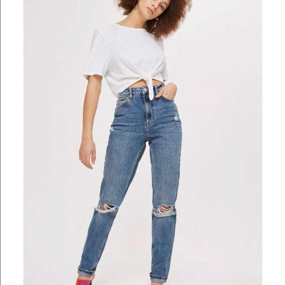 Topshop Moto Distressed High Rise Jeans